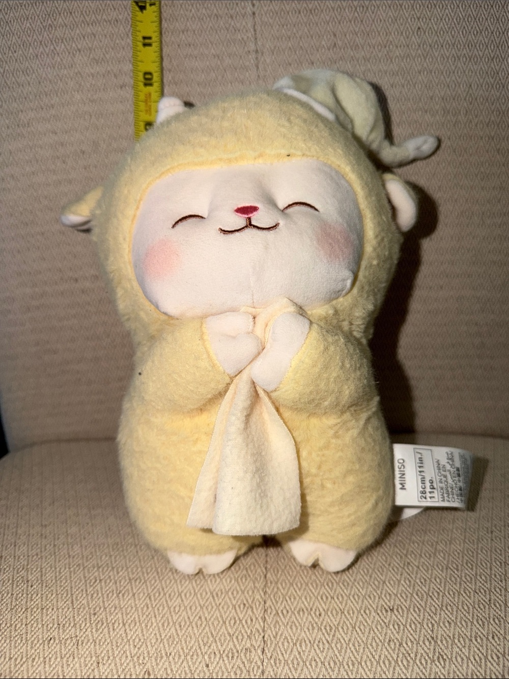 Miniso Yellow Lamb Plush Stuffed Animal - Cute Kid's Toy